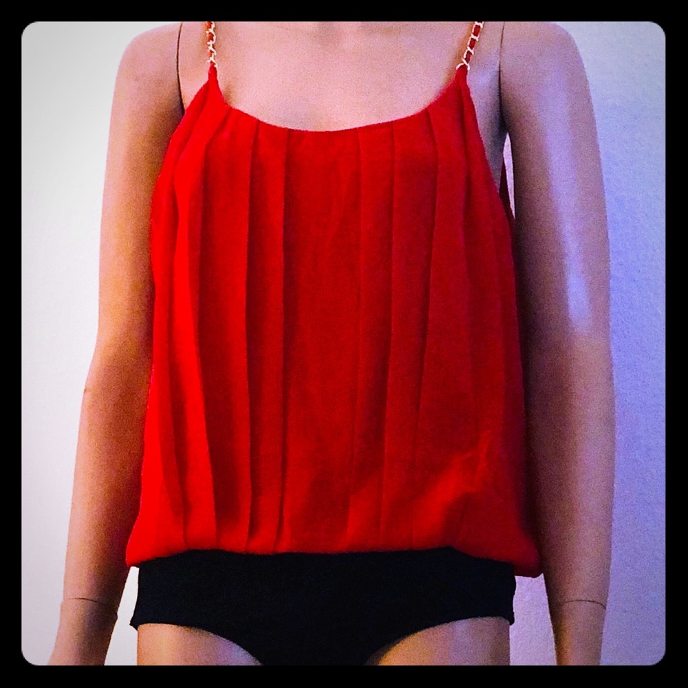 Red Bodysuit with chain straps
